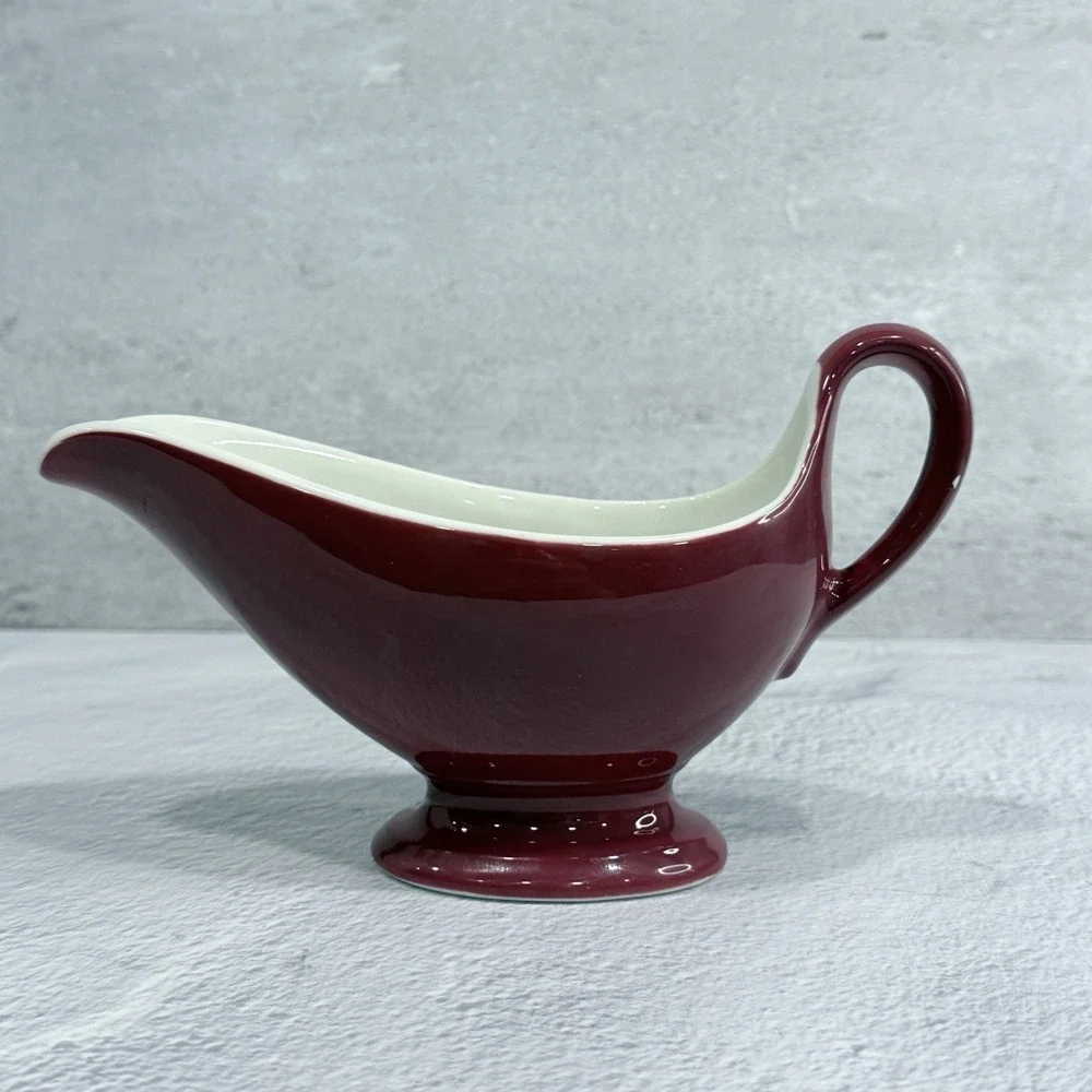 Vintage Syracuse China Red & White Gravy Boat Restaurant Ware USA Mid Century